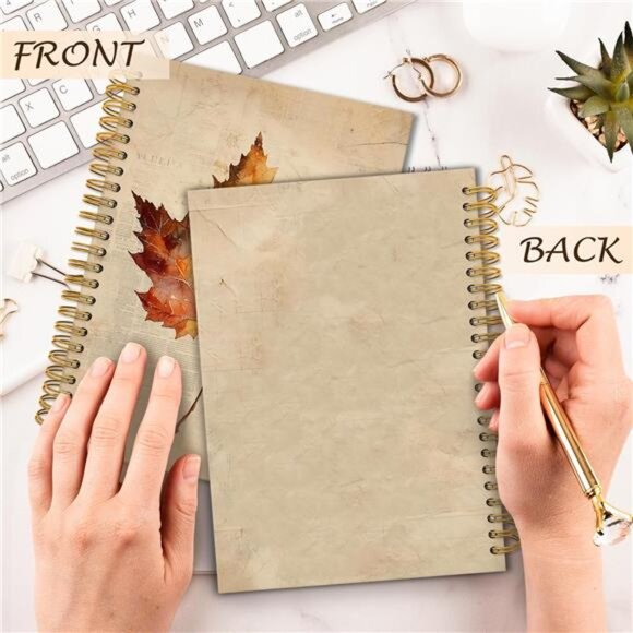 Vintage Fall Maple Spiral Notebook 5.5x8.3, Autumn Maple Leaf Journal,‎ Rustic - Picture 6 of 8
